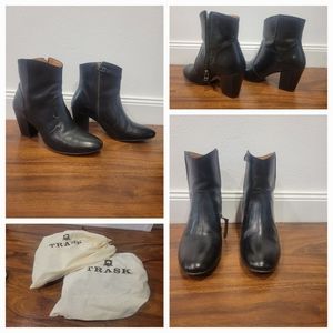 Trask EUC black Leather Booties 8M